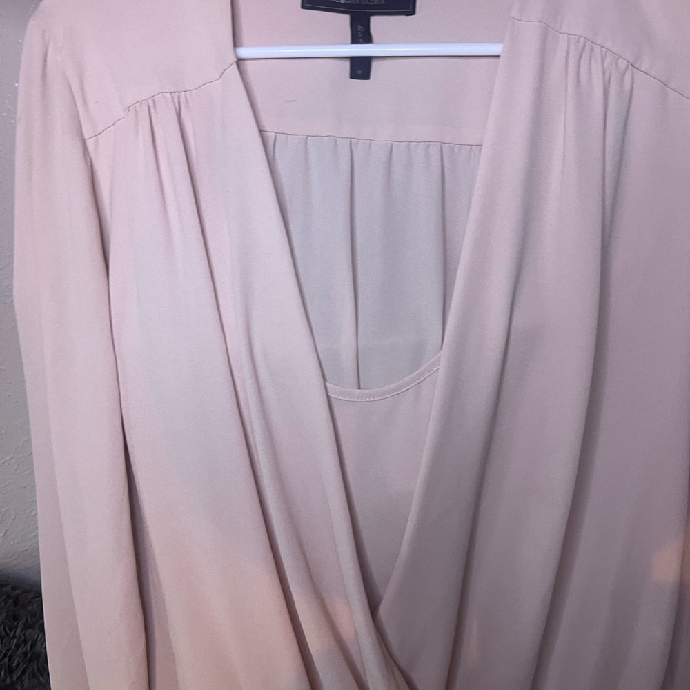 BCBGMaxAzria Light Blush Pink Draped Blouse